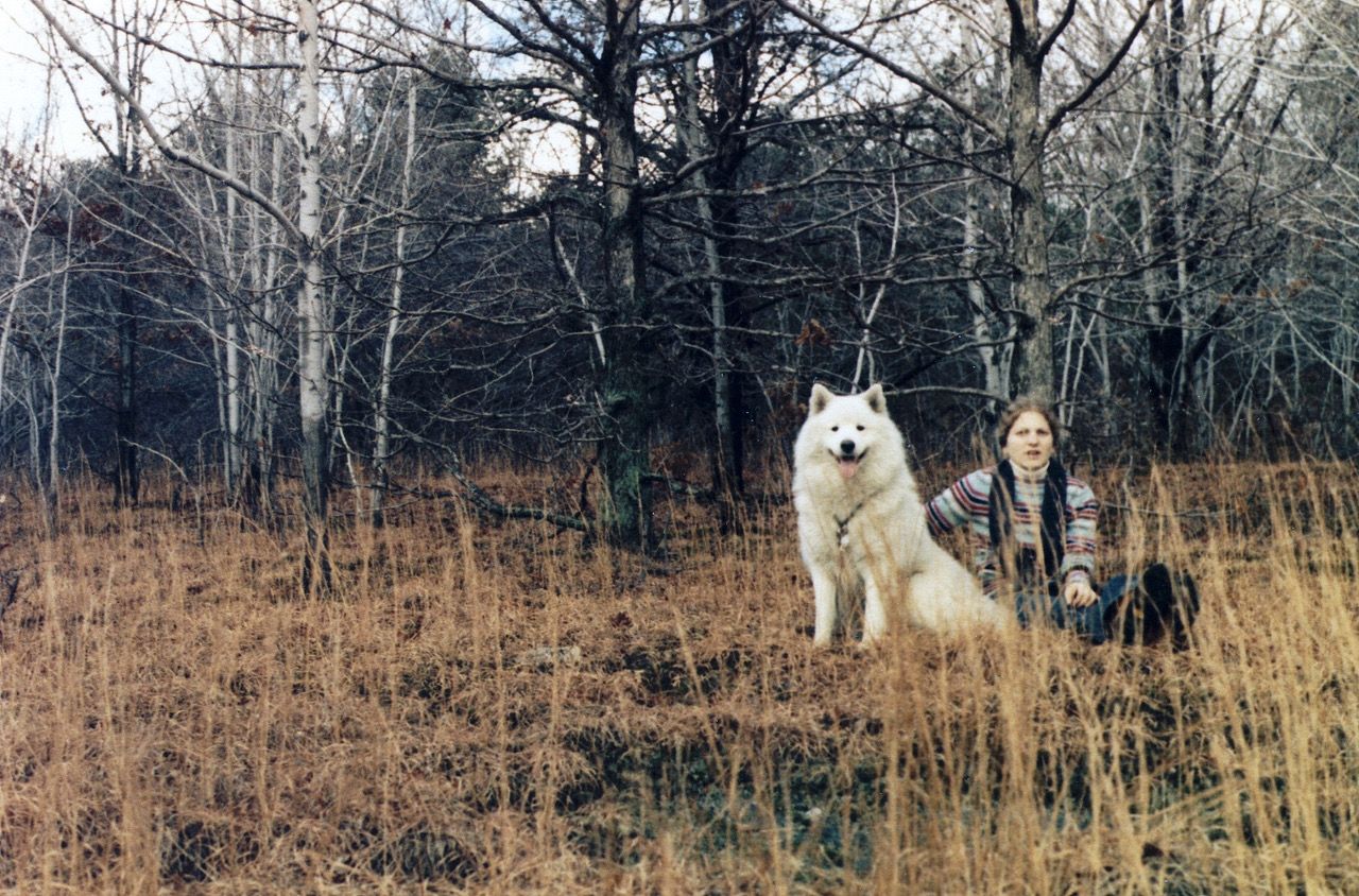 Young Jennifer Browdy with dog